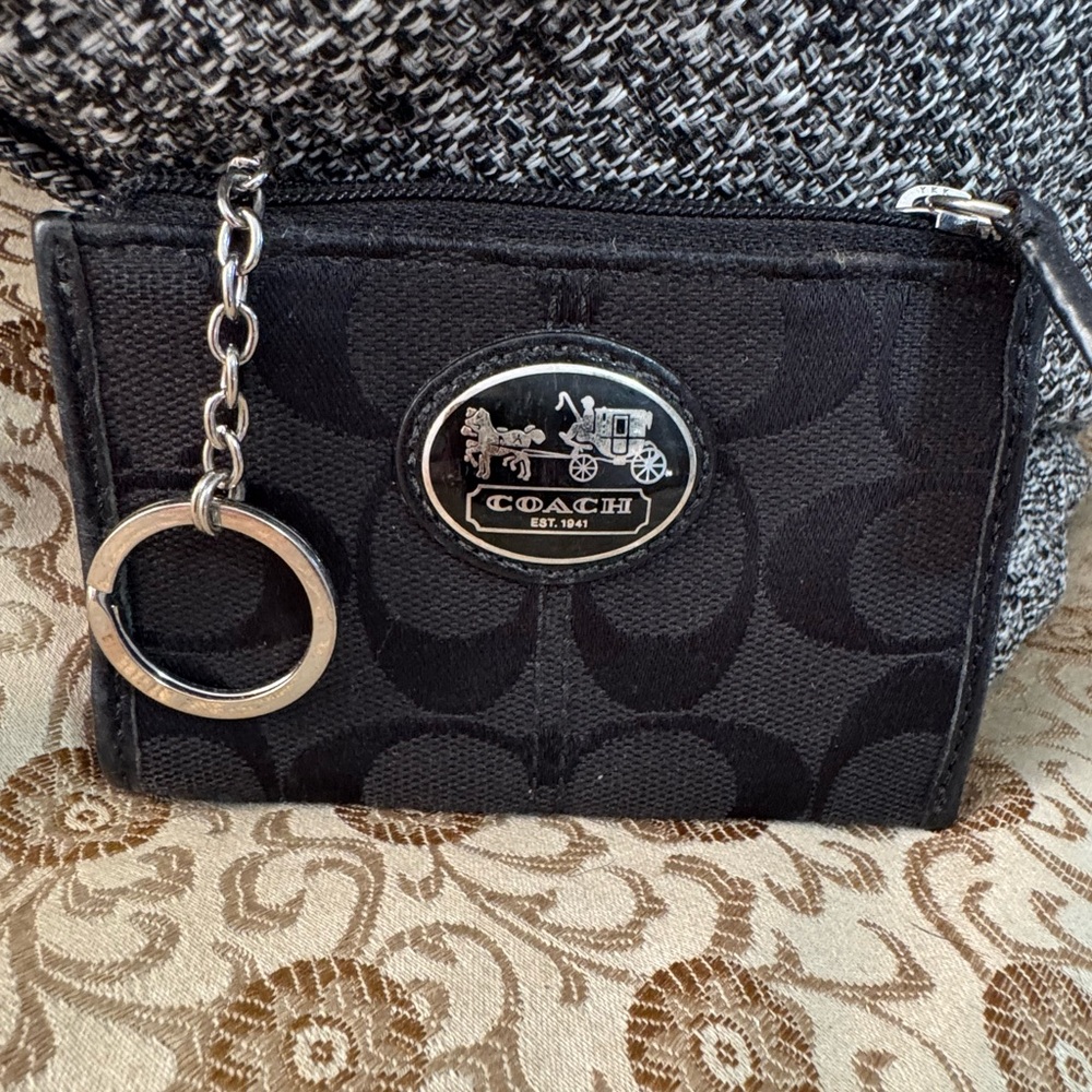 Coach Black Signature Keychain Wallet